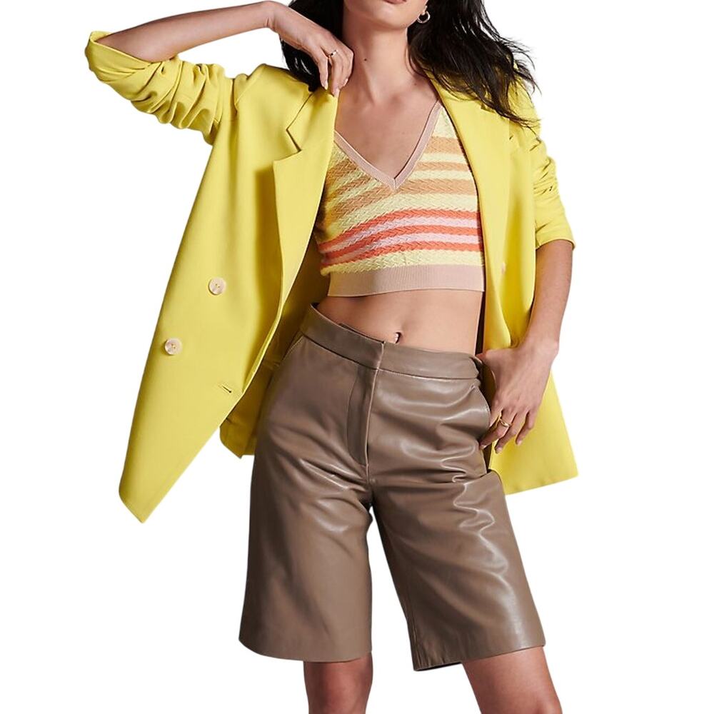 Anthropologie Double-Breasted Yellow Maeve Blazer Size 4